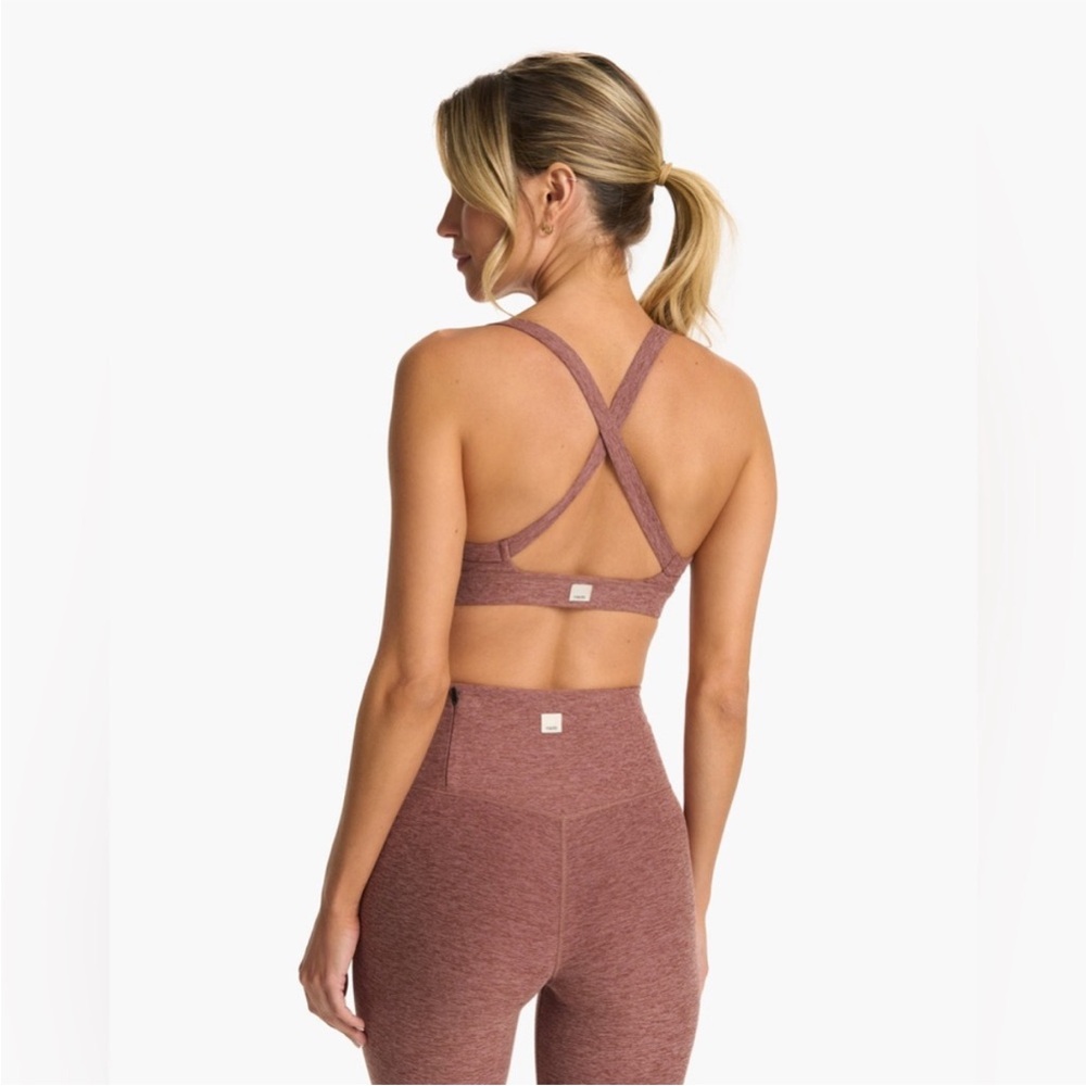 VUORI $70 ELEVATION RUCHED BRA DUSTY ROSE - Picture 2 of 8